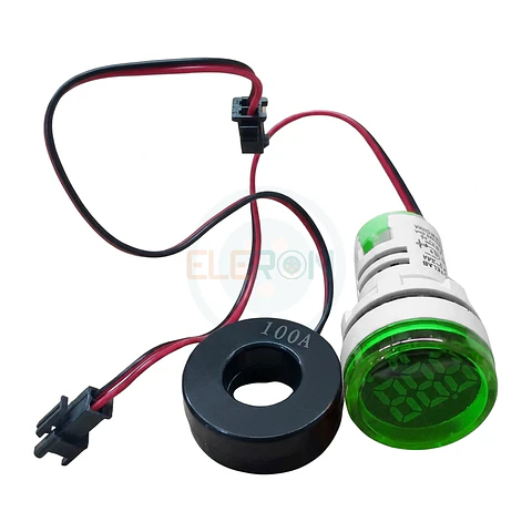 Wattmetro Ø22Mm Verde /100A 220Vac/26Kw - 380Vac/45Kw