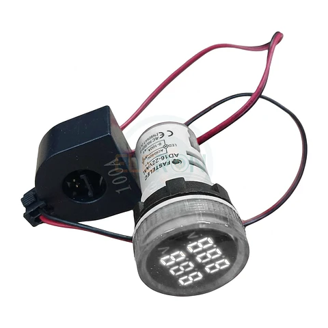 Voltimetro /Amperimetro Led Blanco Ø22Mm, 100A 50-500Vac