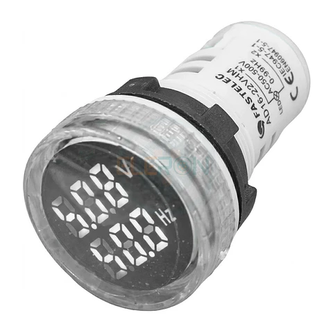 Voltimetro / Frecuencimetro Led Blanco Ø22Mm 100A 50-500Vac