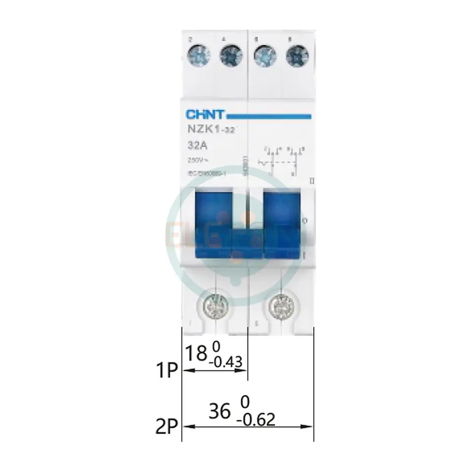 Transferencia Conmutador Manual 2P Riel Din 32A 1-0-2 CHINT 3