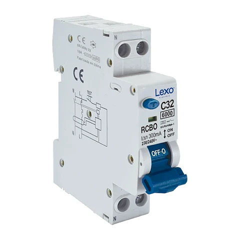 Interruptor Automático Rcbo 32A 1P+N Curva C + Diferencial 300Ma Clase A 230Vac Lexo
