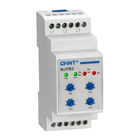 Rele Proteccion 3F+N Sobre/Sub Voltaje Asimetria Falla Y Secuencia Fase Ptc 220Vac 1No/Nc NJYB3-15P AC220V Chint
