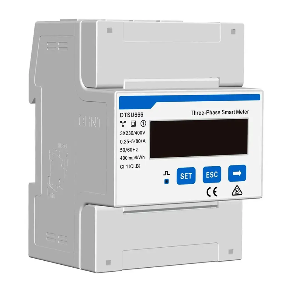 Medidor De Energía (Remarcador), 3F+N, Riel Din, 5(80)A Chint Directo DTSU666 3×380V 5(80)A CE 1