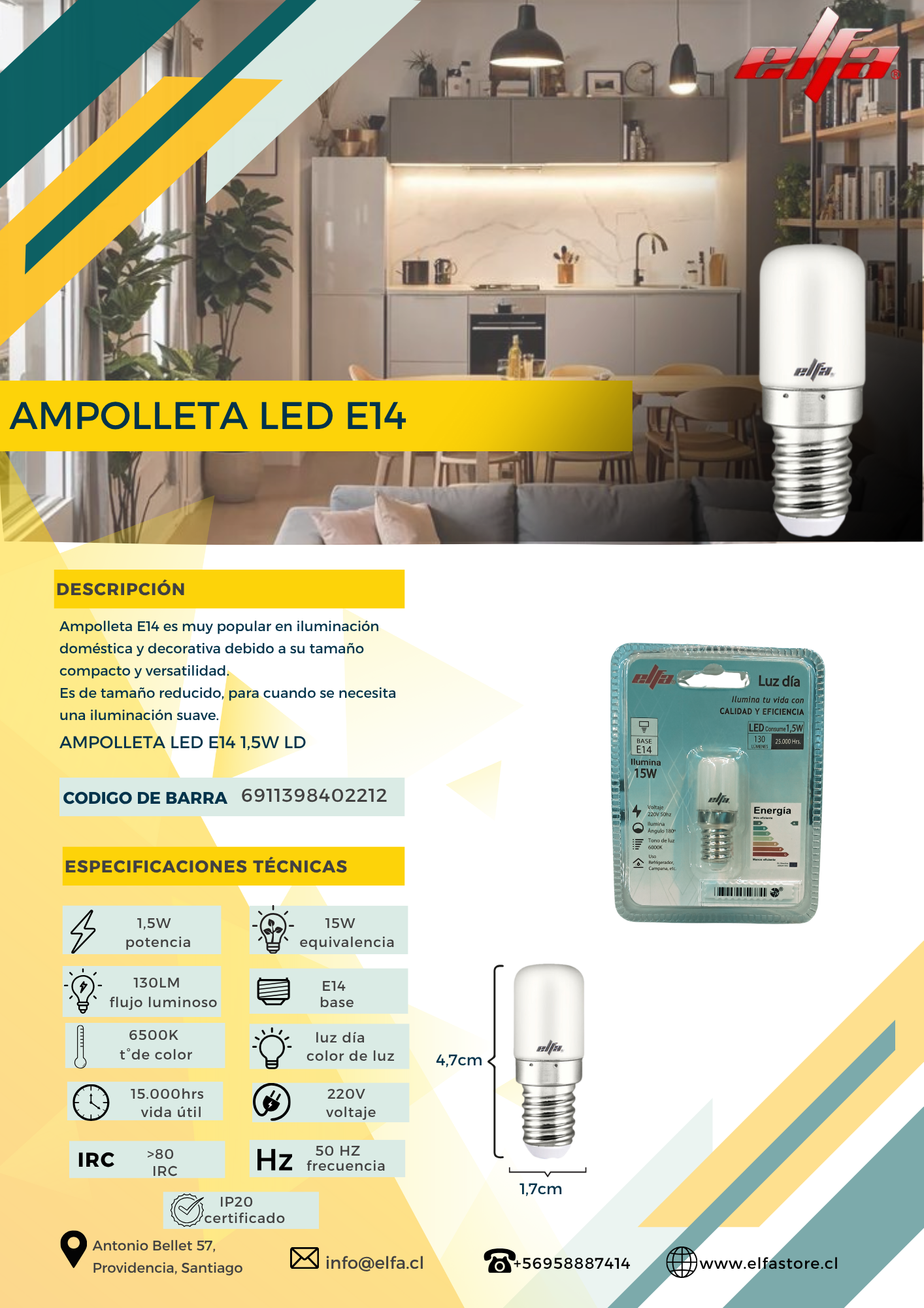 Ampolleta LED Refrigerador E14 (1.5W) 3
