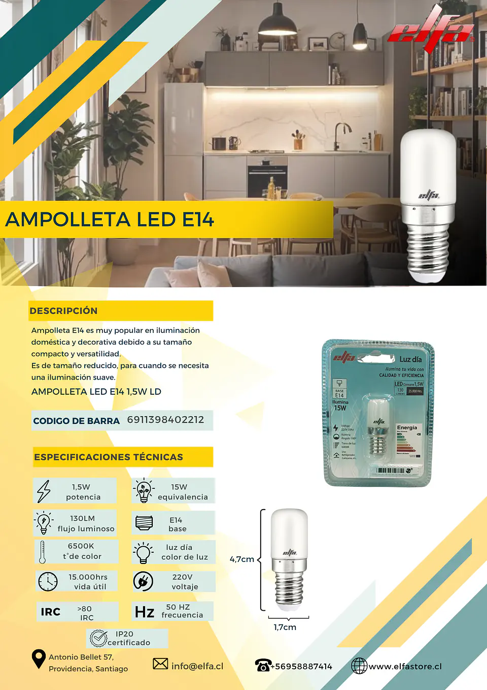Ampolleta LED Refrigerador E14 (1.5W) 2