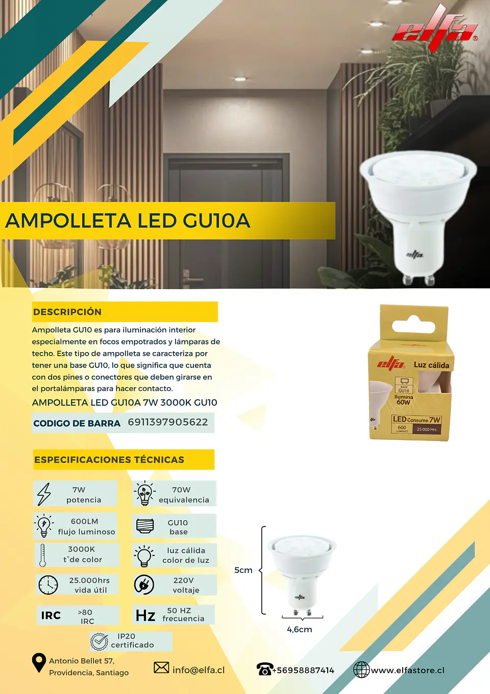 Ampolleta LED GU10A 7W LC 2