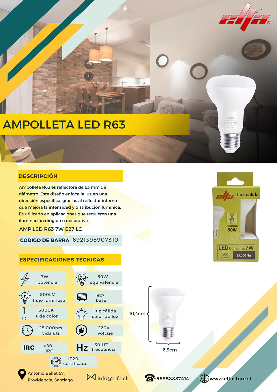 Ampolleta LED R63 2
