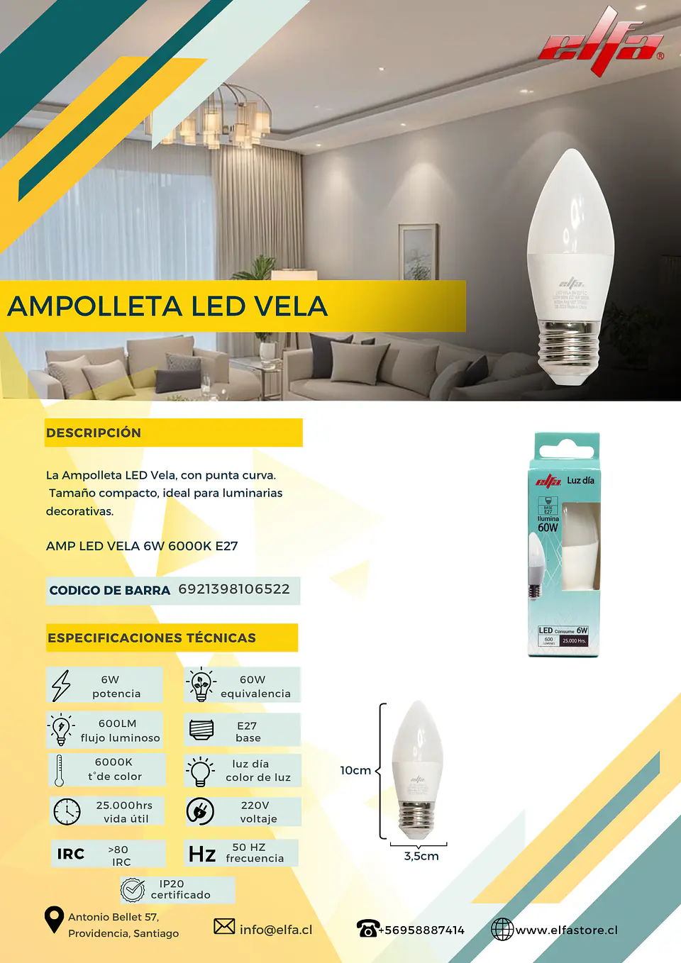 Ampolleta LED Vela LD 3