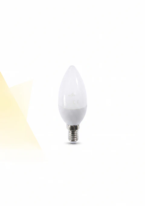 Pack de 4 Ampolletas LED Vela Elfa - 5W (Equivale a 40W) Luz Cálida 3000K