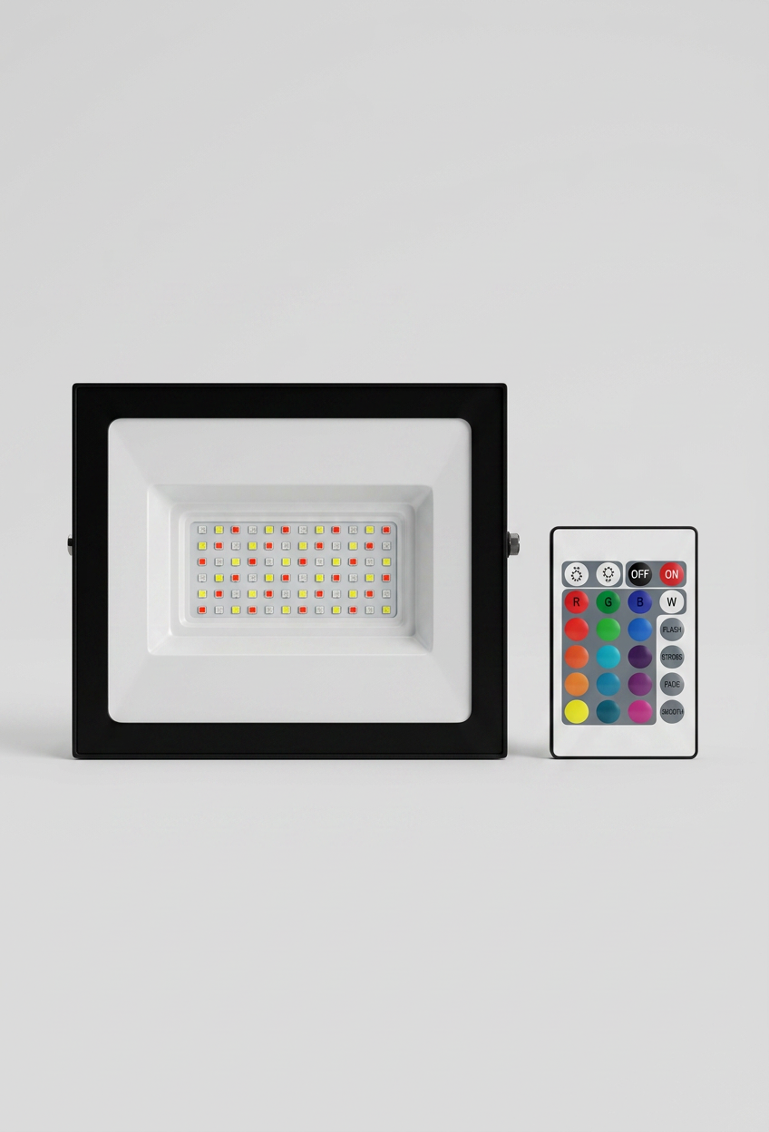 Reflector LED Elfa 50W RGB Multicolores con Control Remoto 1