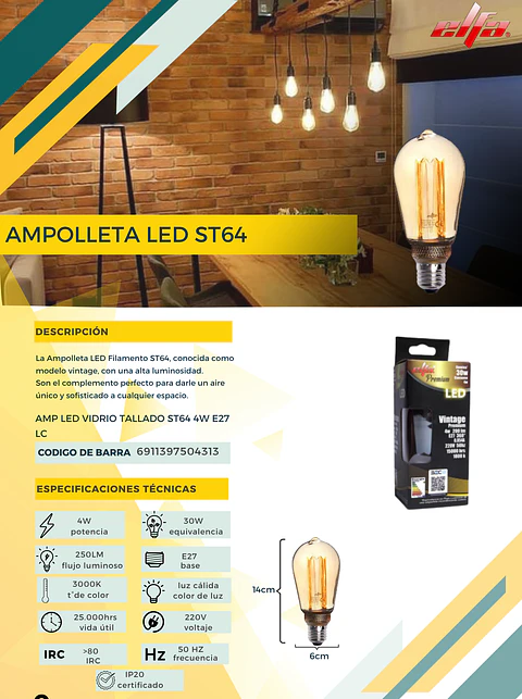 Ampolleta LED ST64