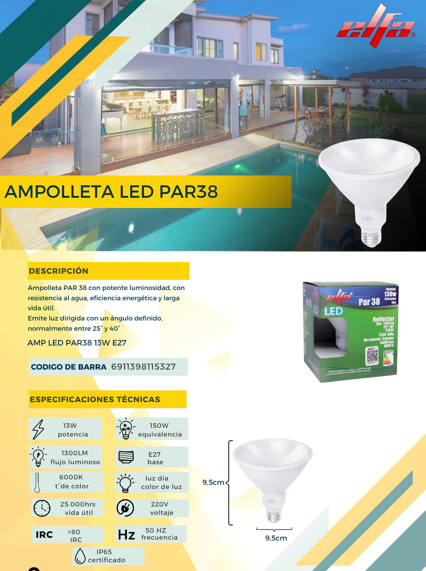 Ampolleta LED PAR38 3