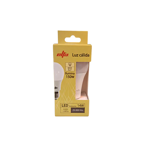 Ampolleta LED A70 Elfa - 14W (Equivale a 150W) Luz Cálida 3000K