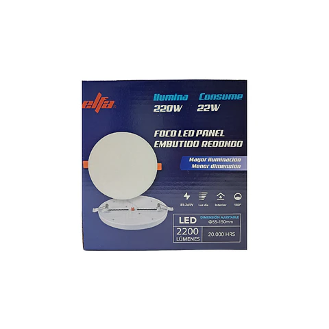 Foco LED Embutido Ajustable Redondo Elfa - 22W (Equivale a 220W) Luz Día 6400K