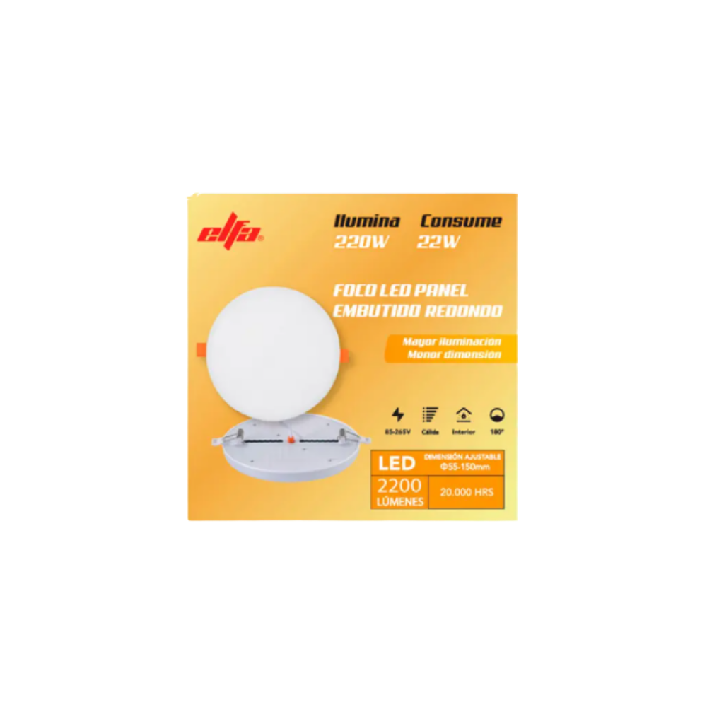 Foco LED Embutido Ajustable Redondo Elfa - 22W (Equivale a 220W) Luz Cálida  2