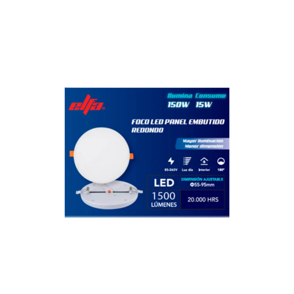 Foco LED Embutido Ajustable Redondo Elfa - 15W (Equivale a 150W) Luz Día 6400K 2