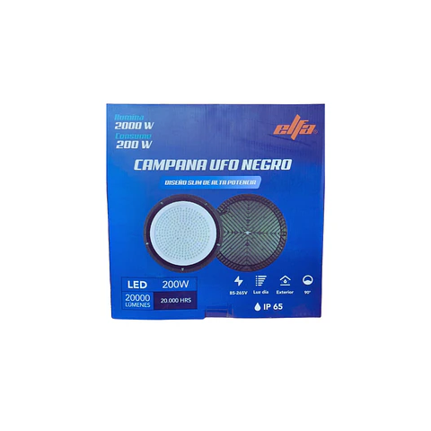 Campana LED UFO Industrial Elfa - 200W (Equivale a 2000W) Luz Día 6400K