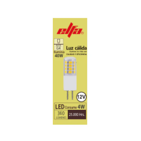 Ampolleta LED G4 Elfa - 4W (Equivale a 40W) Luz Cálida 3000K
