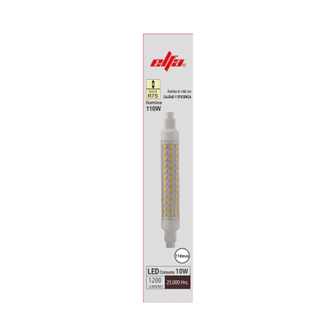 Ampolleta LED Lineal Elfa R7S - 10W (Equivale a 110W) Luz Cálida 3000K