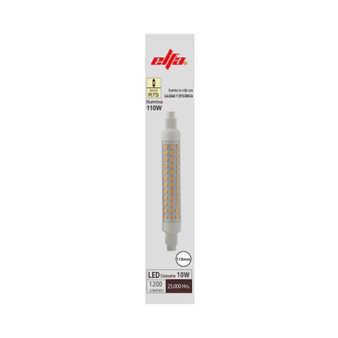 Ampolleta LED Lineal Elfa R7S - 10W (Equivale a 110W) Luz Día 6500K