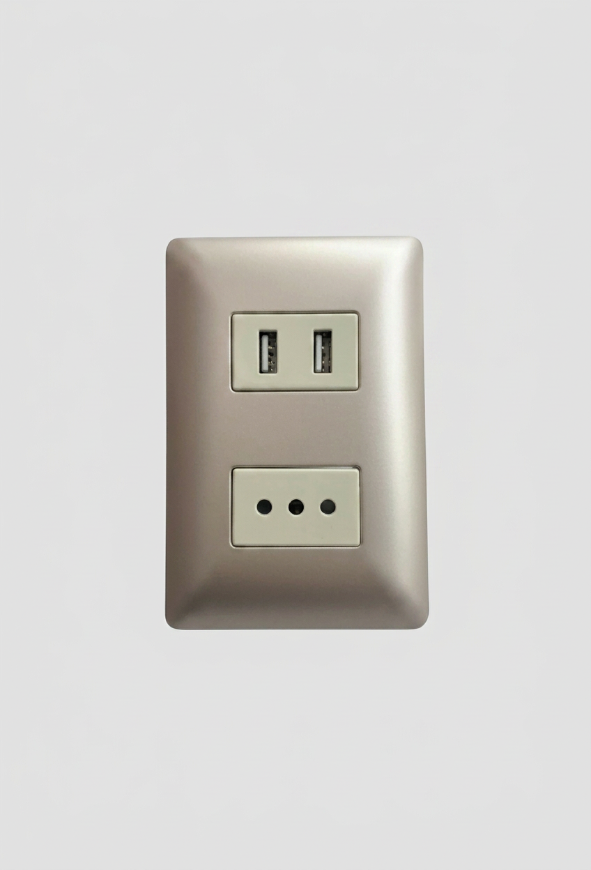ENCHUFE SIMPLE 10A + USB CHAMPAGNE 1