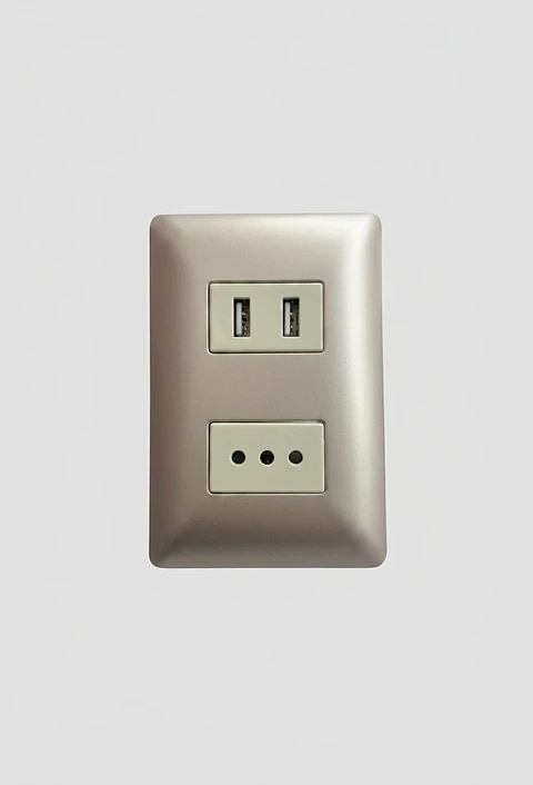 ENCHUFE SIMPLE 10A + USB CHAMPAGNE