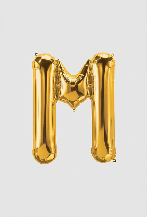 GLOBO METALIZADO DORADO LETRA M 16