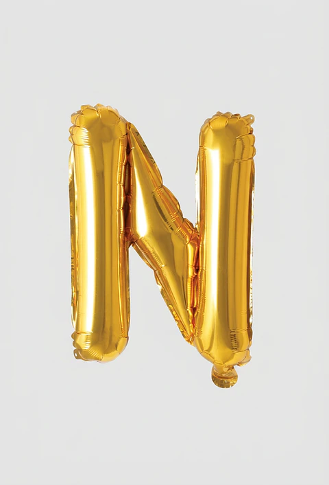 GLOBO METALIZADO DORADO LETRA N 16