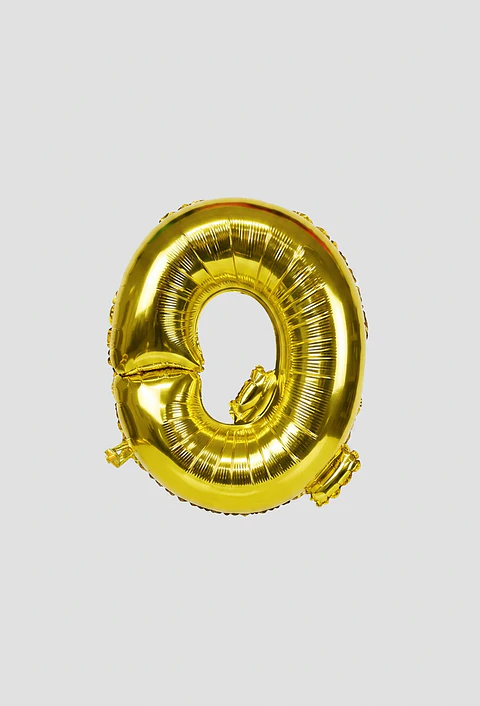 GLOBO METALIZADO DORADO LETRA Q 16