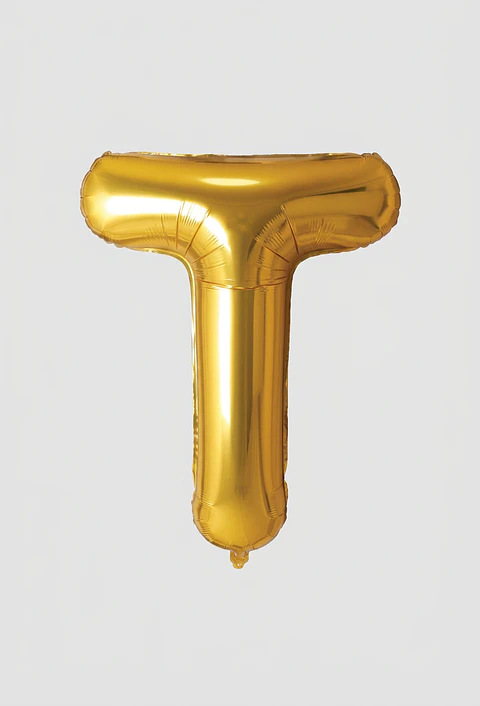 GLOBO METALIZADO DORADO LETRA T 16