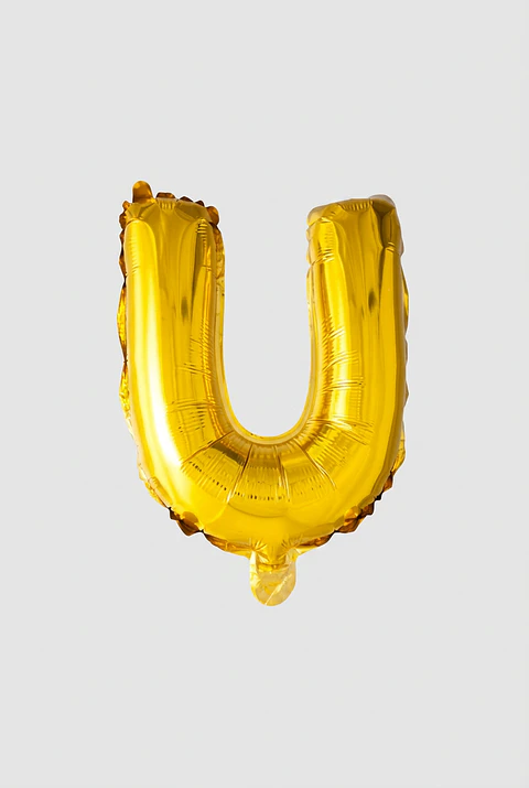 GLOBO METALIZADO DORADO LETRA U 16