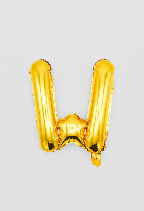 GLOBO METALIZADO DORADO LETRA W 16