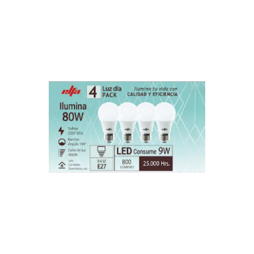 PACK 4 AMP.LED A60 9W E27 LD E 2