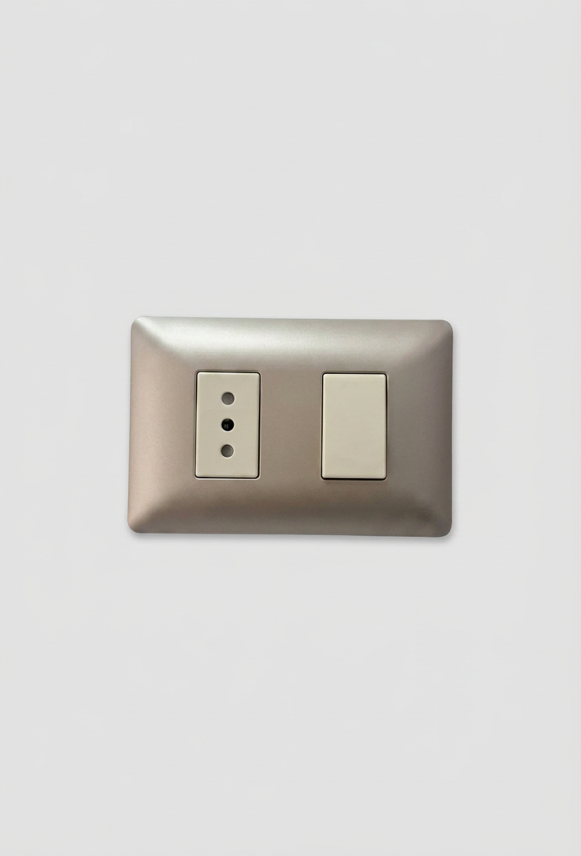 INTERRUPTOR Y ENCHUFE SIMPLE  CHAMPAGNE (3915) 1