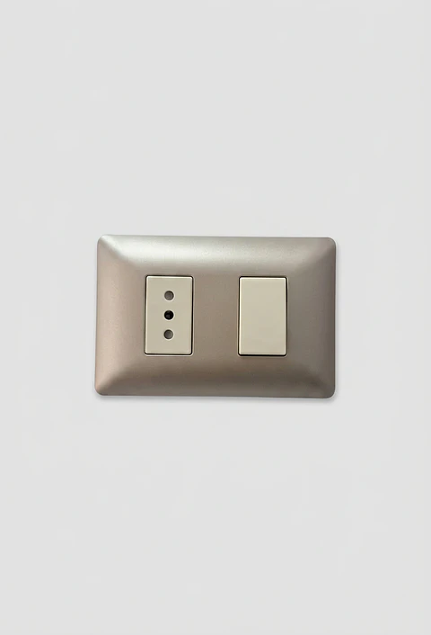 INTERRUPTOR Y ENCHUFE SIMPLE  CHAMPAGNE (3915)