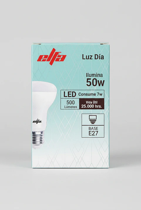 Ampolleta LED R63 Elfa - 7W (Equivale a 50W) Luz Día 6000K
