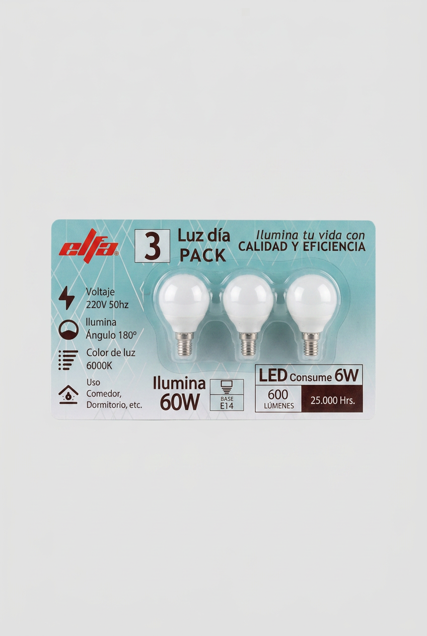 PACK 3 AMP.LED  G45 6W E14 LD 2
