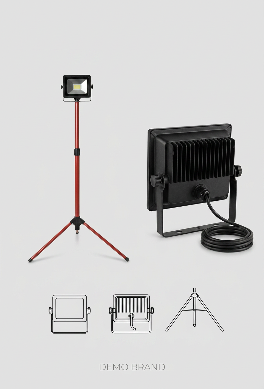 Set de Reflector LED Elfa 20W con Trípode Ajustable - Luz Día 6000K 1