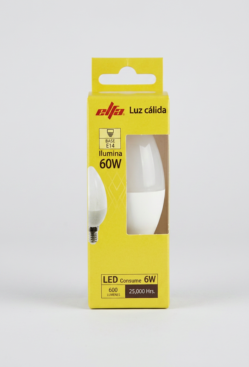 Ampolleta LED Vela 35A 6W Luz Cálida Soquete E14 2