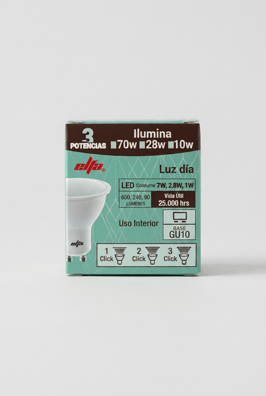 Ampolleta LED Elfa GU10 de 3 Potencias - Luz Día 6000K 2