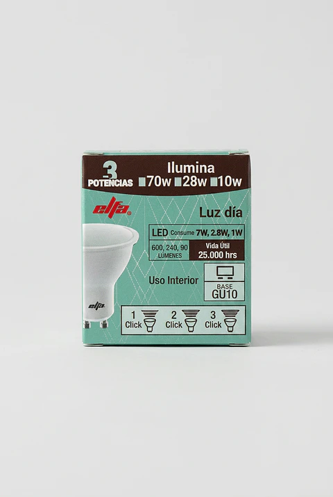 Ampolleta LED Elfa GU10 de 3 Potencias - Luz Día 6000K