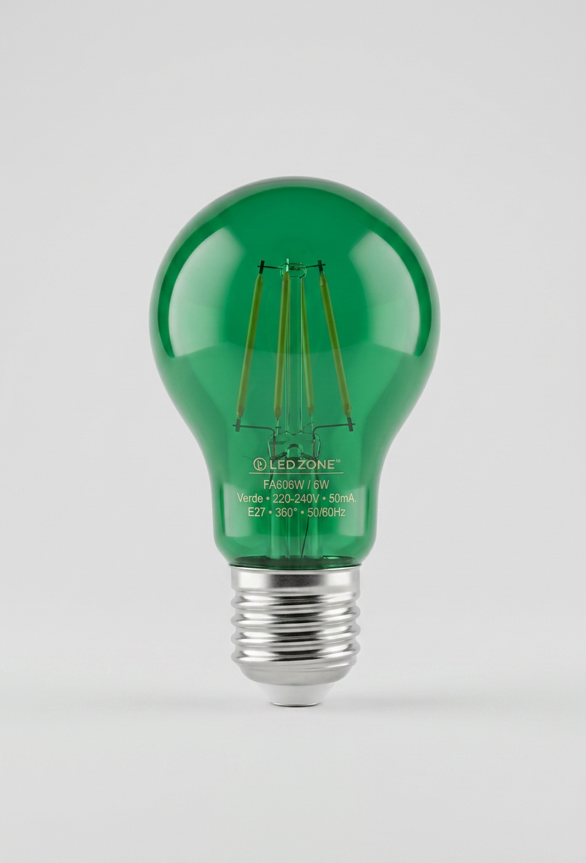 Ampolleta LED A60 6W (E27 / Luz Verde) 1