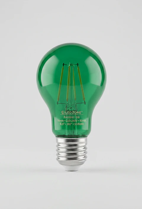 Ampolleta LED A60 6W (E27 / Luz Verde)