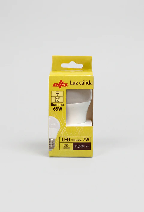 Ampolleta LED G45 Elfa - 7W E27 Luz Cálida (3000K)