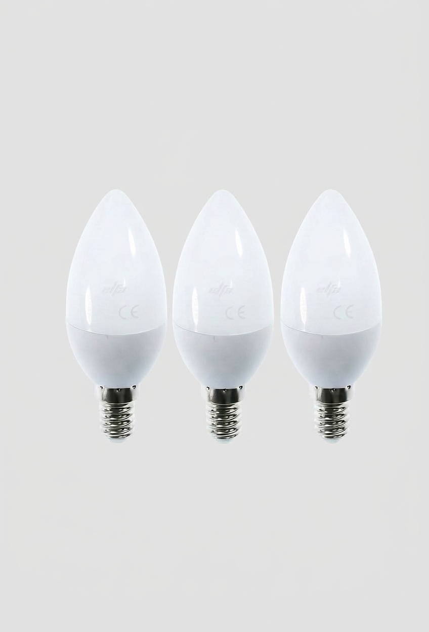 Pack de 3 Ampolletas LED Vela Elfa - 6W (Equivale a 60W) Luz Día 6000K 1