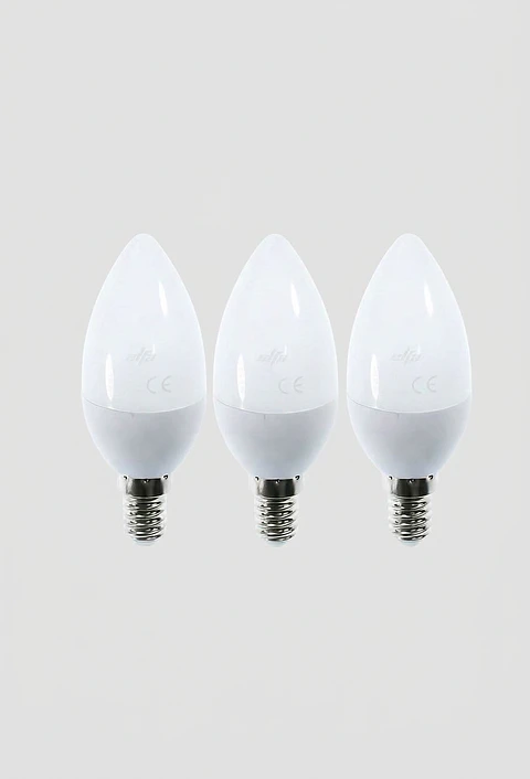 Pack 3 Ampolletas LED Vela E14 6W Luz Día 6000K 600lm Elfa