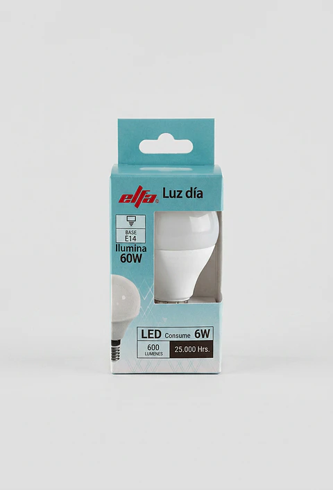 Ampolleta LED G45 6W Luz Día 6000K E14