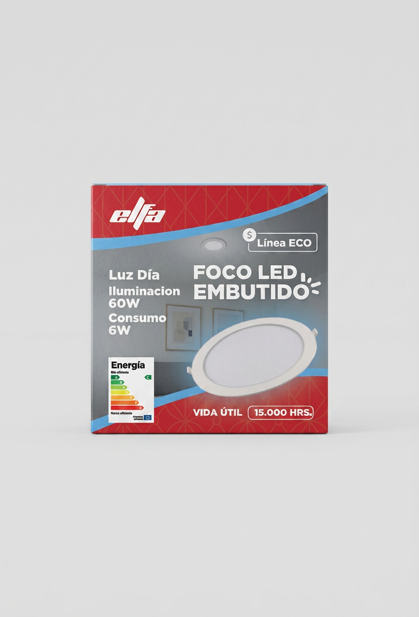 Panel LED Embutido Redondo 6W Elfa 480lm Luz Dia 6000K 27cm ECO 2