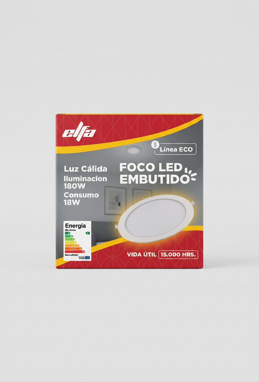Panel LED Embutido Redondo 18W Elfa 1440lm Luz Calida 3000K 27cm ECO 2