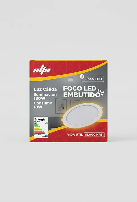 Panel LED Embutido Redondo 18W Elfa 1440lm Luz Calida 3000K 27cm ECO